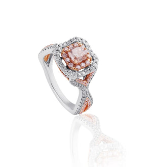 Radiant Diamond Twist Shank Ring