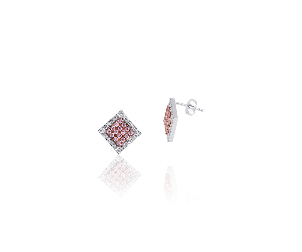 Diamond Square Stud Earrings