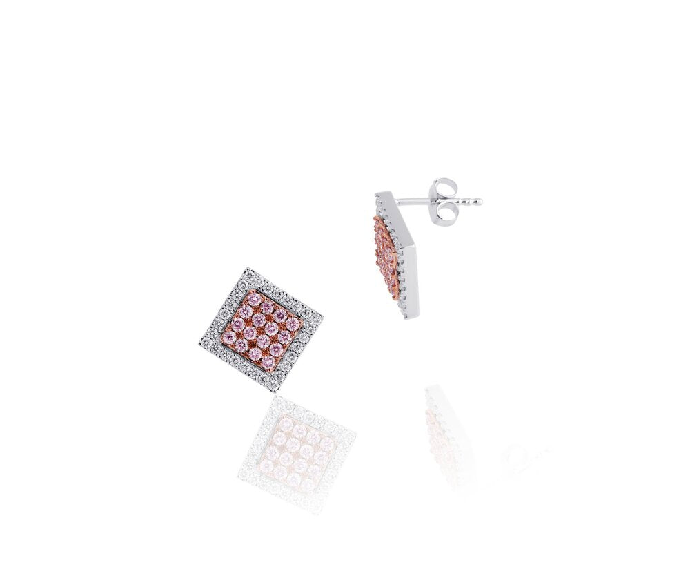 Diamond Square Stud Earrings