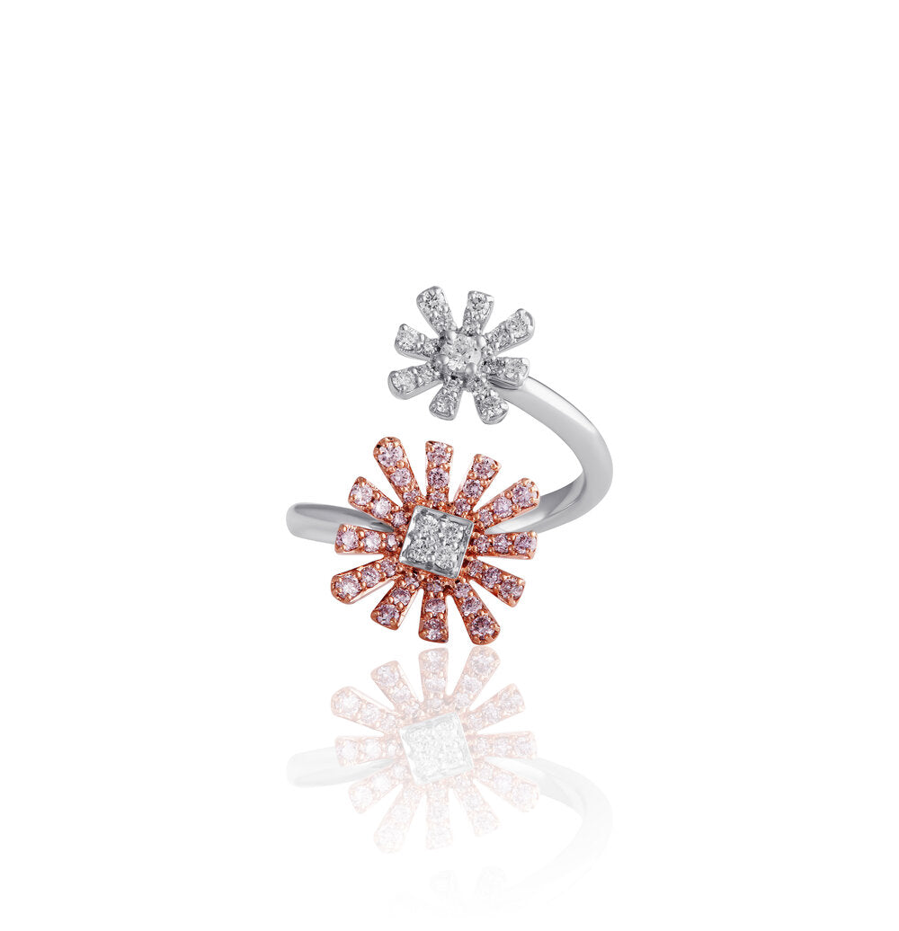 Two-Flower Diamond Wrap Ring.