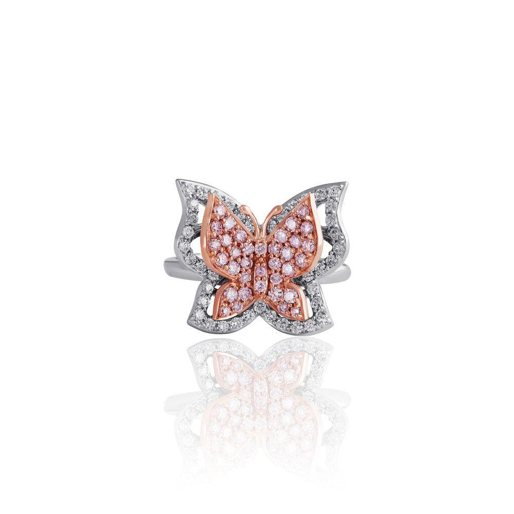 Butterfly Two-Tone Gold Diamond Ring